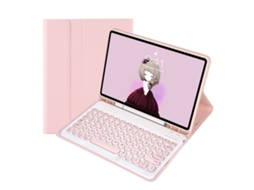 Capa De Couro Para Ipad Pro 9.7 Com Teclado Bluetooth E Keycaps Redondas Destacável Layout Pt