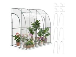 Estufa De Jardim Adossée, Serre De Balcon, Bâche Renforcée Pvc, 2 Portes Enroulables, 214 X 118 X 212 Cm, Transparent