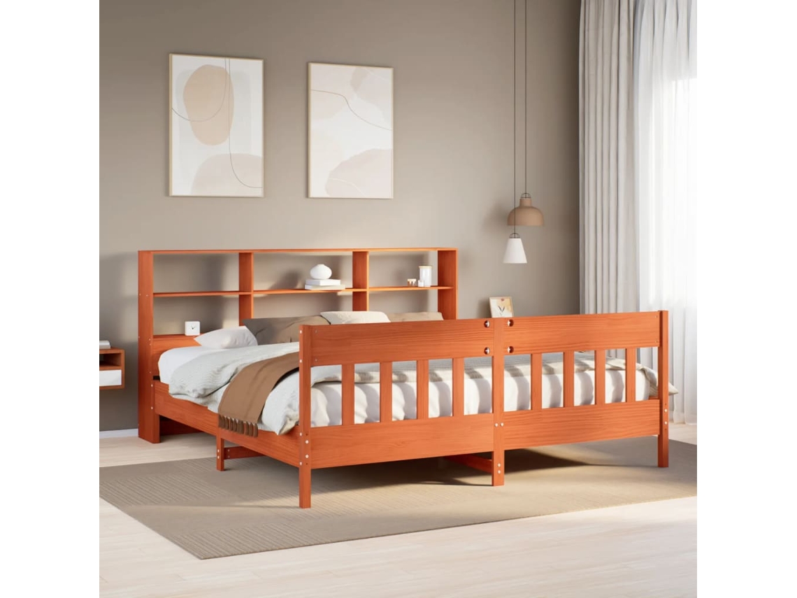 Cama De Casal | Camas Para Quarto | Cama Sem Colchão 180x200 Cm Pinho Maciço Castanho-mel
