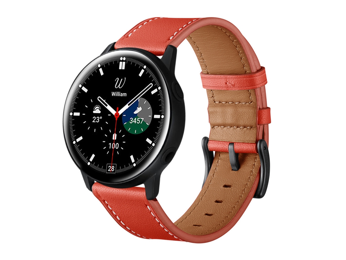 Bracelete para Samsung Galaxy Watch 45/46mm 22mm couro vermelho XIAOMOYU