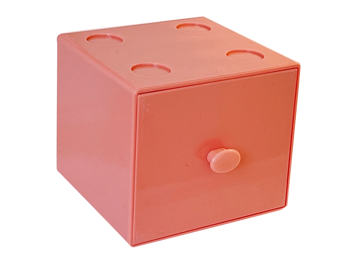 Caixa de Armazenamento para Mesa com Gaveta Empilhável Rosa S/MARCA