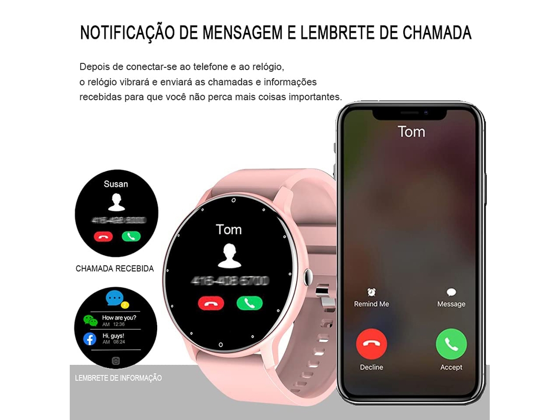 Pulseira Inteligente Zl02d: Monitor de Saúde, Esporte, Previsão do Tempo, Hr e Bp