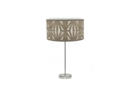 Alto Candeeiro De Mesa Katerina 1xe27 Níquel/madeira Cinzento 61x30x30 Cm Fabrilamp