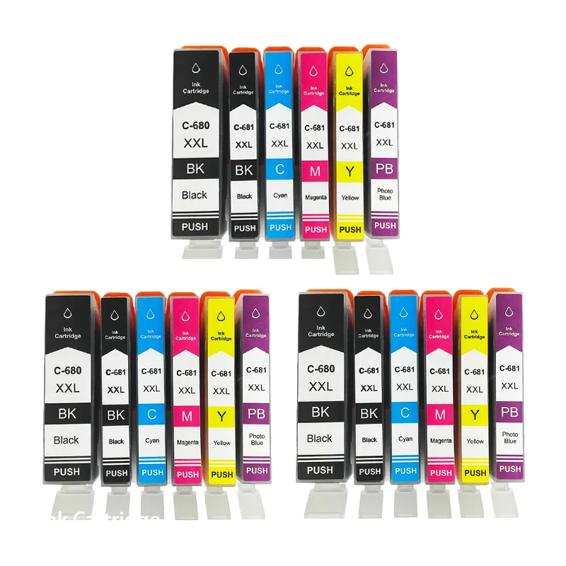 3set pgi 680 Cli 681 XXL Pgi680 Cli681 Ink Cartridge Canon Pixma Tr7560 Tr8560 Ts6160 Ts6260 Ts8160 Ts8260 Ts9160 Ts9560 Ts706 MDUG