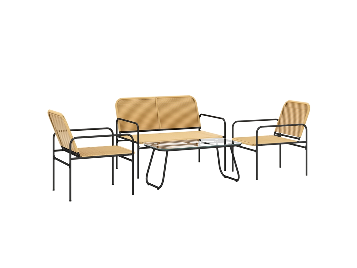 Conjunto de Jardim Aço e Vime Pe Cor Madeira e Preto 104x68x76 cm Outsunny