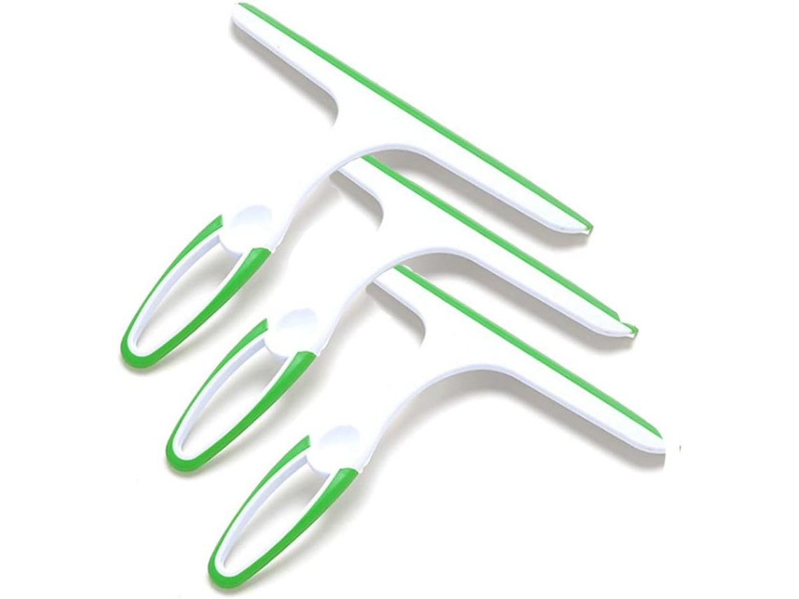 Raspador Para Chuveiro, Raspador Para Casa De Banho, Montado Na Parede, Raspador De Silicone Branco Com Aba Verde*3