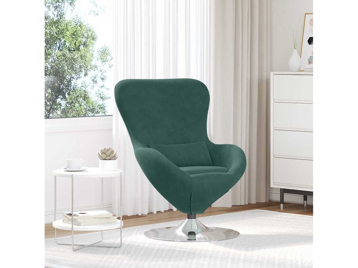 Vidaxl Cadeira Ovo Verde Escuro Veludo