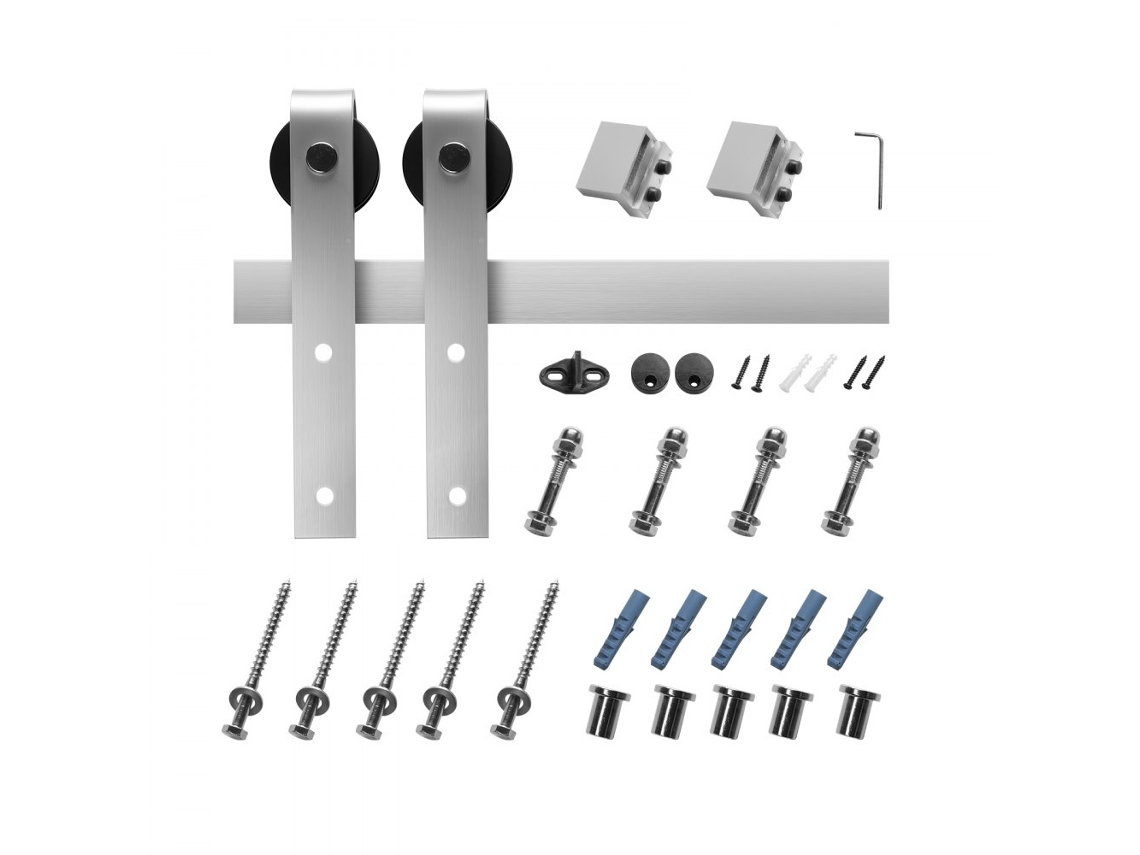 Conjunto De Trilho E Guia Para Porta De Correr 183cm Aço Carbono Prateado Tekmaquinas