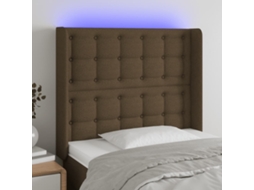Cabeceira De Camapainel De Cabeceira C/ Luzes Led Tecido 83x16x118/128 Cm Castanho Lovely Home