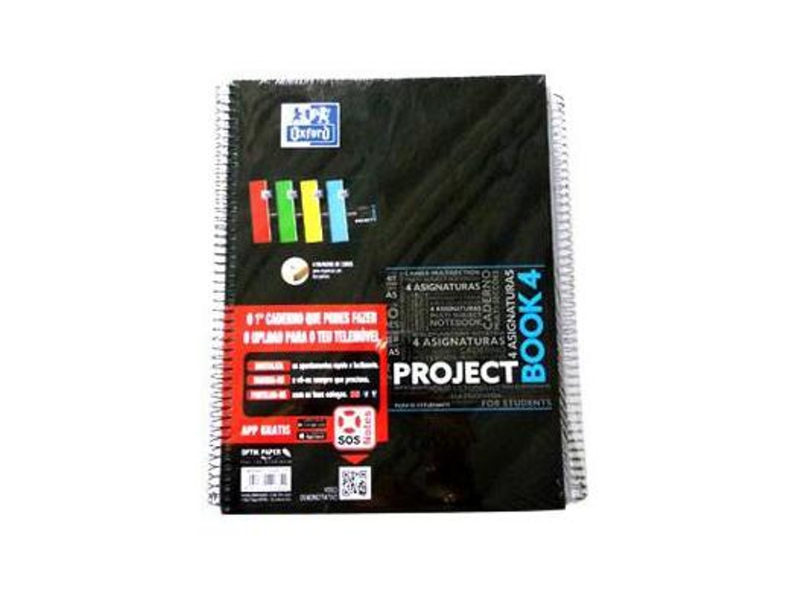 Pack 5 Cadernos Esp Oxford Project  A4 Pautado, 90Gr, 120 Fls