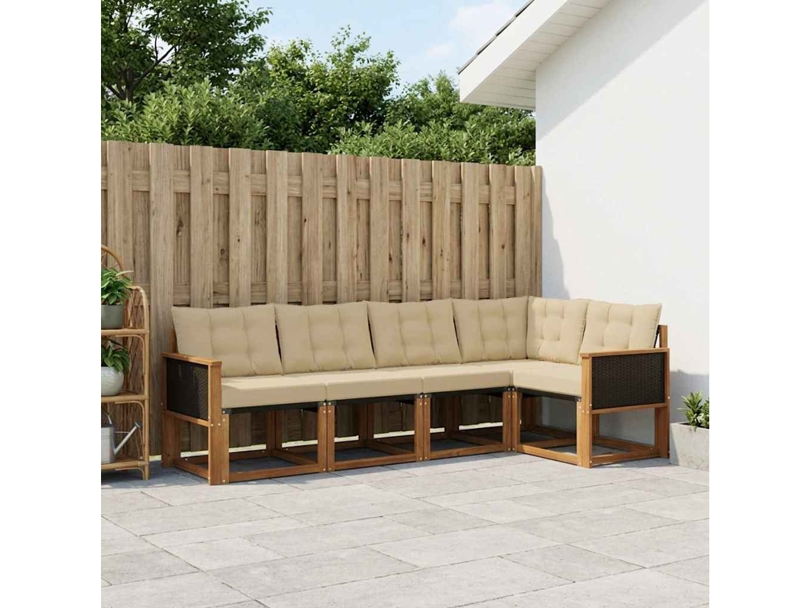 Vidaxl Conjunto De Sofás Para Exterior 6 Unid. Natural E Bege