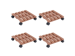 Vidaxl Carrinhos Para Vasos De Plantas 4 Pcs 30x30x7,5 Cm Wpc Castanho
