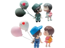 Pares De Miniaturas De Casal Para Carro, Em Plástico, Decoração Romântica, Azul E Cinza, Acessórios Estáveis Para Gokoco
