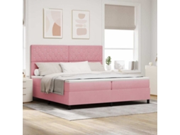 Vidaxl Cama Box Spring Led Com Colchão Rosa 200 X 200 Cm Veludo