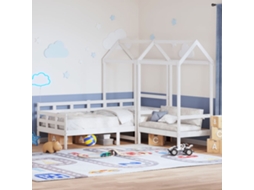 Vidaxl Conj. Sofá-cama E Banco C/ Telhado 80x200cm Pinho Maciço Branco