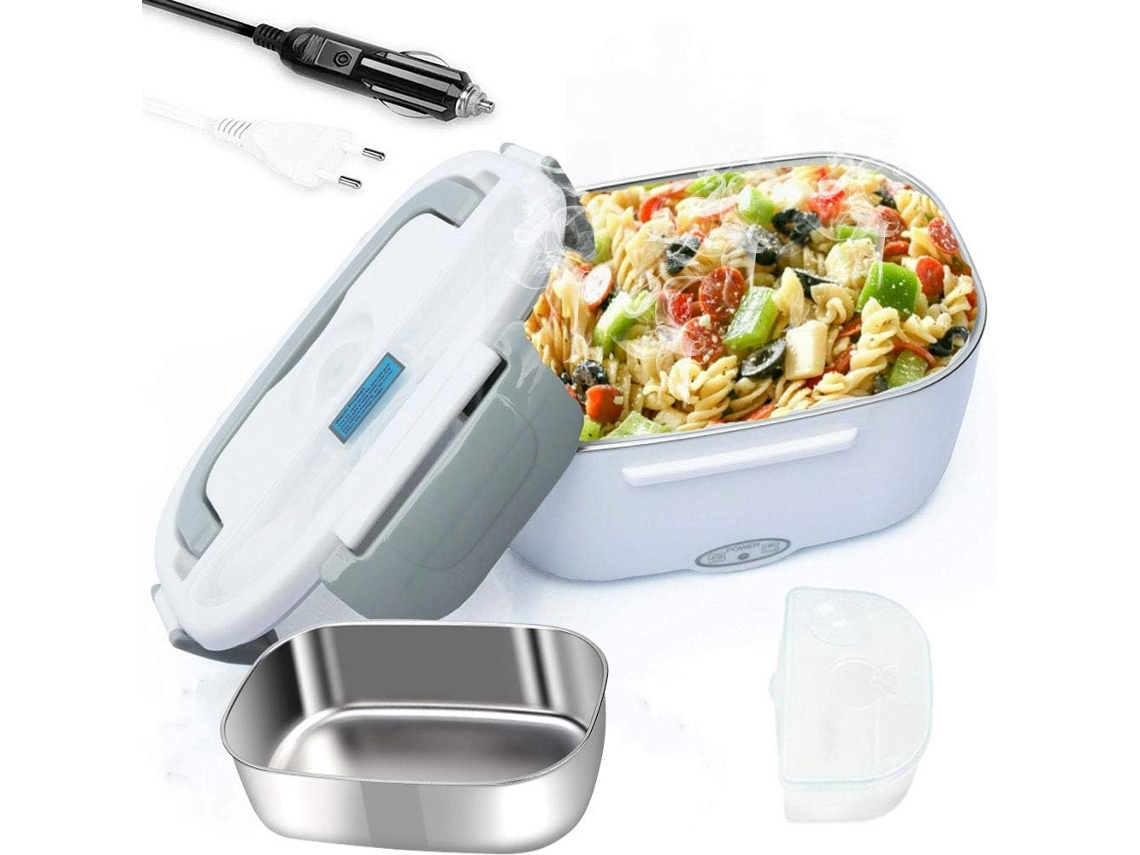 Lancheira Elétrica Portátil, Tecnologia De Aquecimento Ptc Atualizada 3 Em 1 Uso, Para Carro/casa Com Recipiente De Aço Inoxidável Removível E Bolsa D