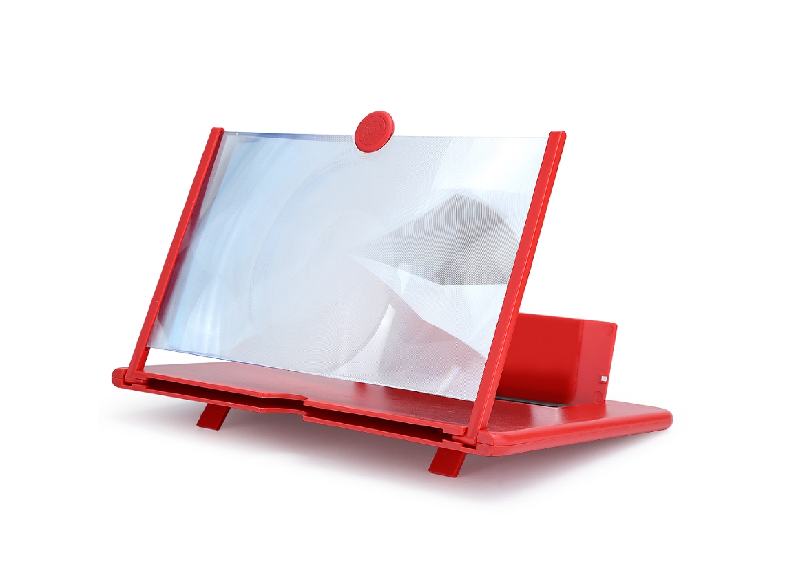 2026zentro-amplificador De Tela De Celular 3d 12 Polegadas Magnificador Hd Com Suporte Vermelho