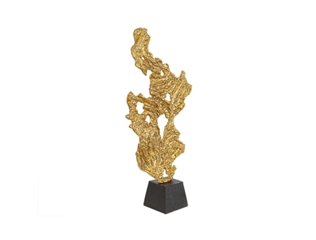 Escultura ROMIMEX Preto Dourado Alumínio 31 x 72 x 14 cm Abstrato