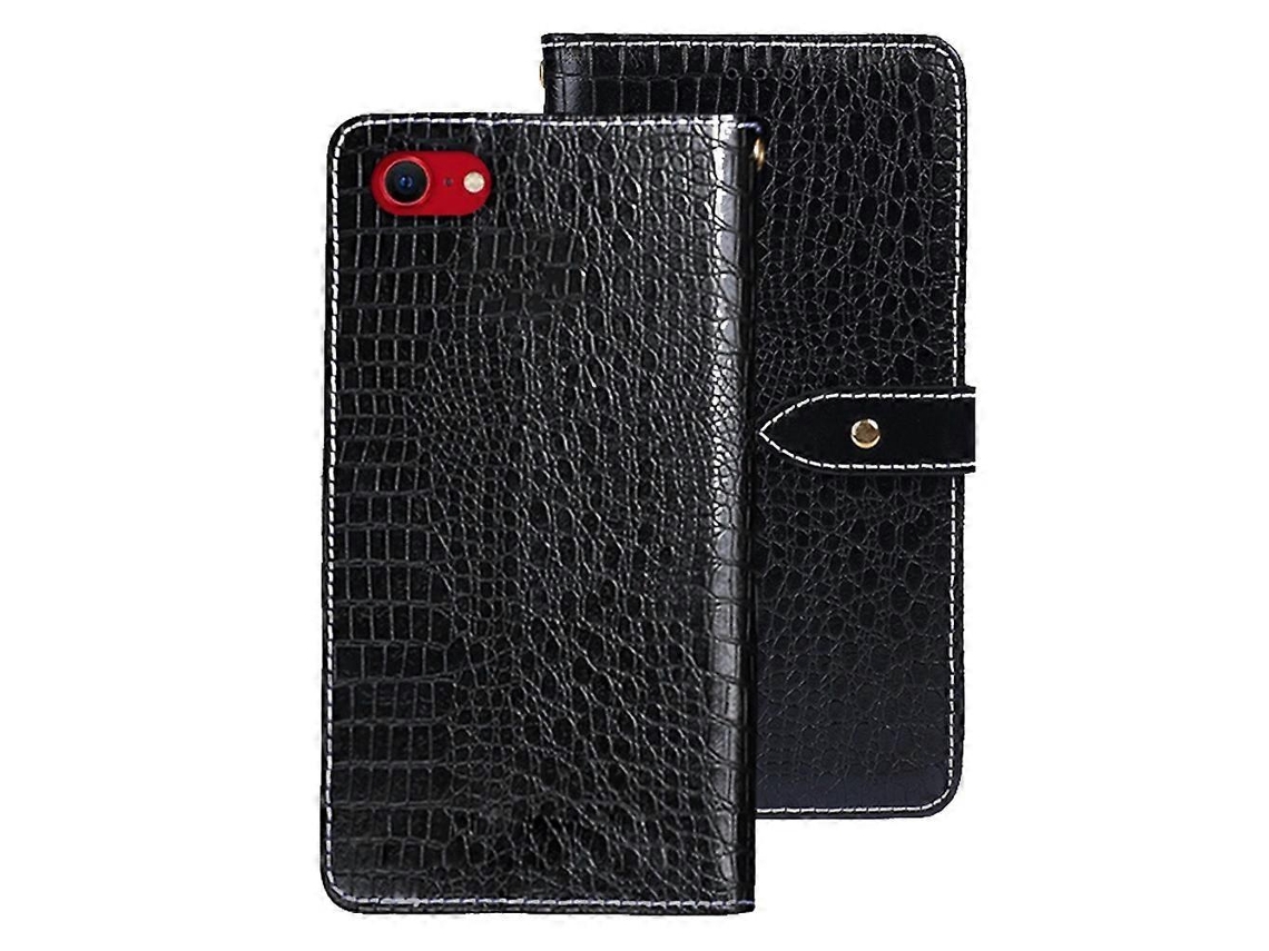 Capa Flip De Couro Sintético Com Textura De Crocodilo Para Iphone 16e - Preta