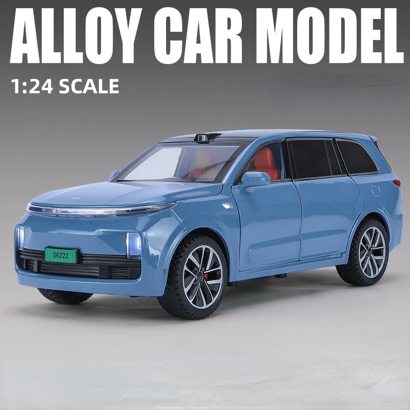 (azul) Miniatura De Carro Em Escala 1/24 - Liga Metálica Fundida - Com Funções De Som E Luz