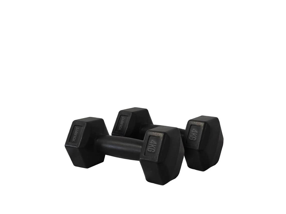 HALTERES HEXAGONAIS 4KG (PAR) YOURFIT