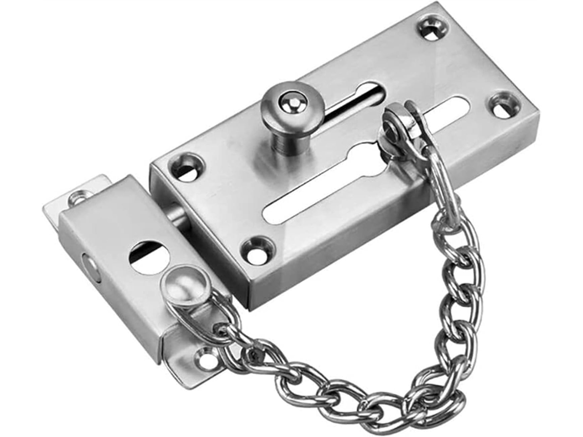Corrente De Segurança Antirroubo Para Porta, Deslizante Em Aço Inoxidável, Uso Interno, Com Trava Antirroubo.