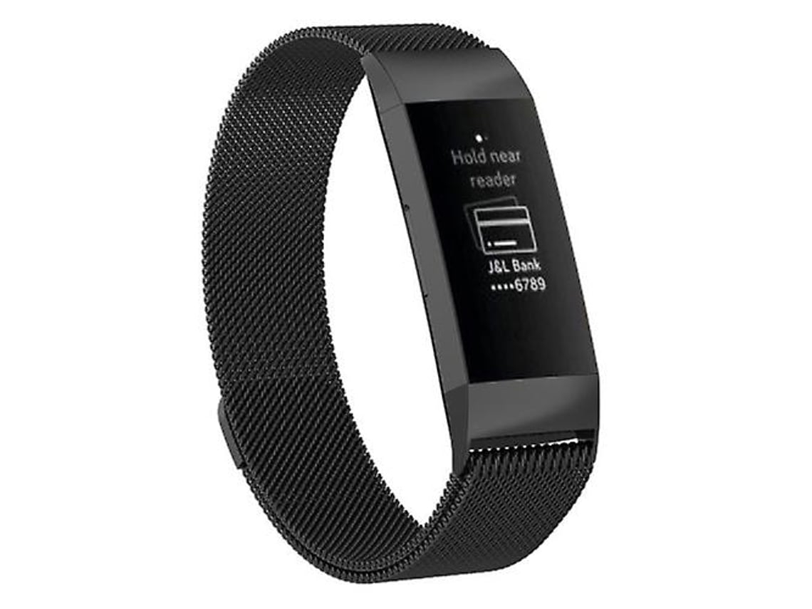 Fitbit Charge 4 Pulseira Pequena De Aço Inoxidável Com Fecho Magnético, Tamanho 190 X 18 Mm, Preta.
