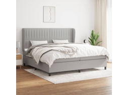 Vidaxl Cama Com Molas/colchão 200x200 Cm Tecido Cinza-claro