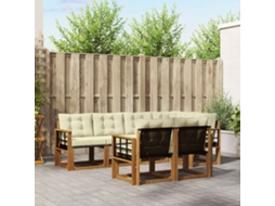Vidaxl Conjunto De Sofás Para Exterior 7 Pcs Natural E Creme