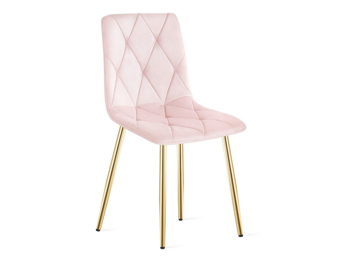 Cadeira De Jantar Tyra Assento Rosa Claro, Pés Na Cor Madeira, Assento Acolchoado, Assento Ergonômico
