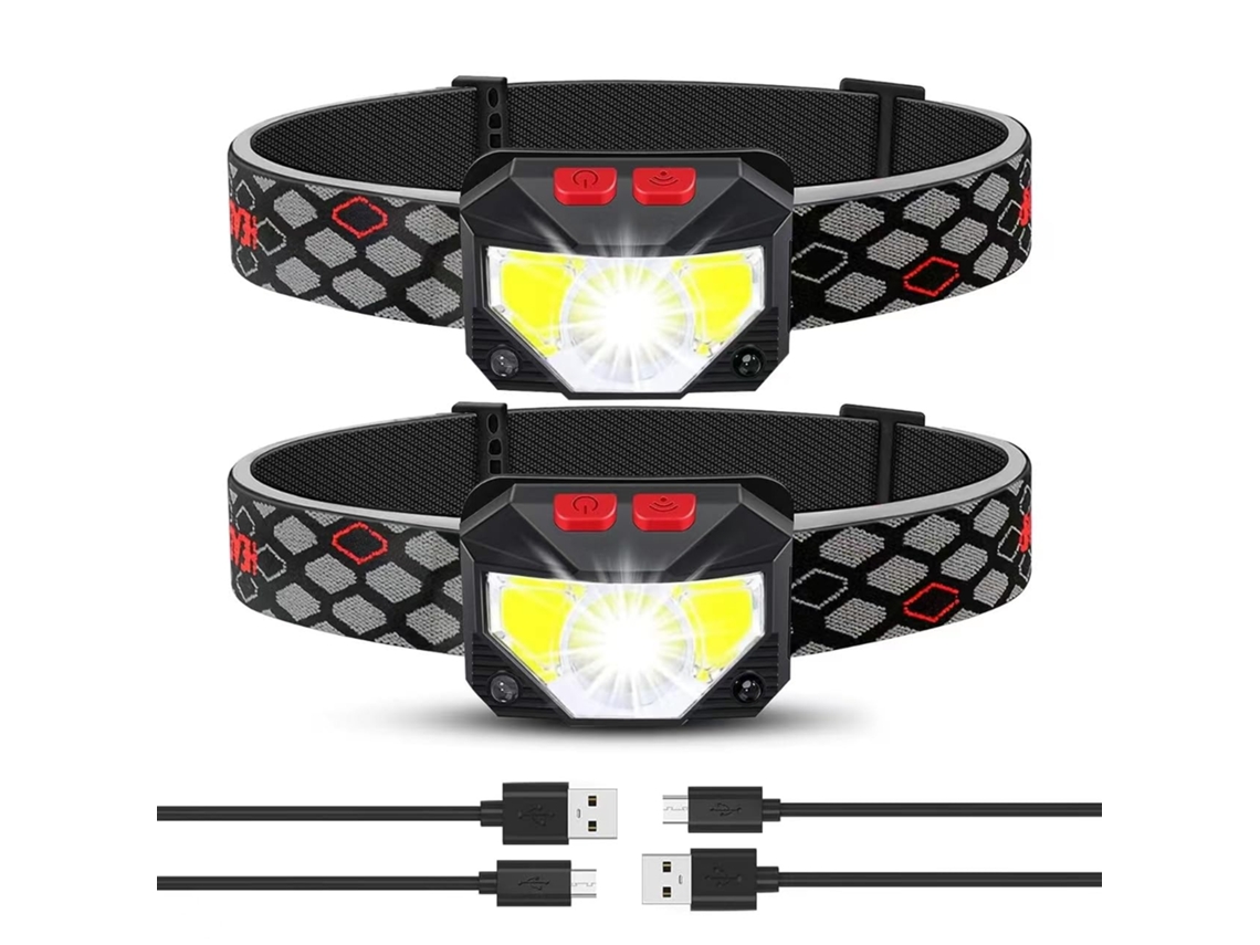 Kit Com 2 Unidades Lanterna De Cabeça Led 1100 Lúmens Com Sensor De Movimento
