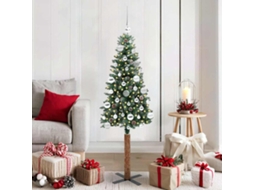 Vidaxl Árvore De Natal Slim Com 150 Leds Com Suporte Verde 150 Cm