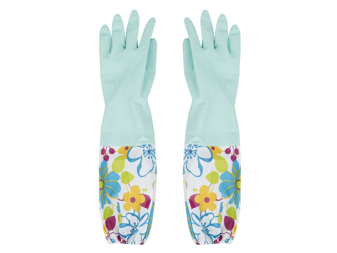 Luvas De Lavar Louça Com Aquecimento E Padrão Floral Verde