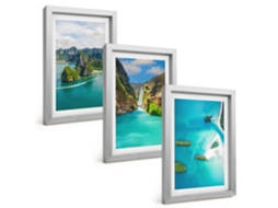 Pinturas Murais Modernasilhas Tropicais, Água Turquesa Moldura Prateada Fotos Para O Corredor Espelharte (3 Peças 20x30 Cm)