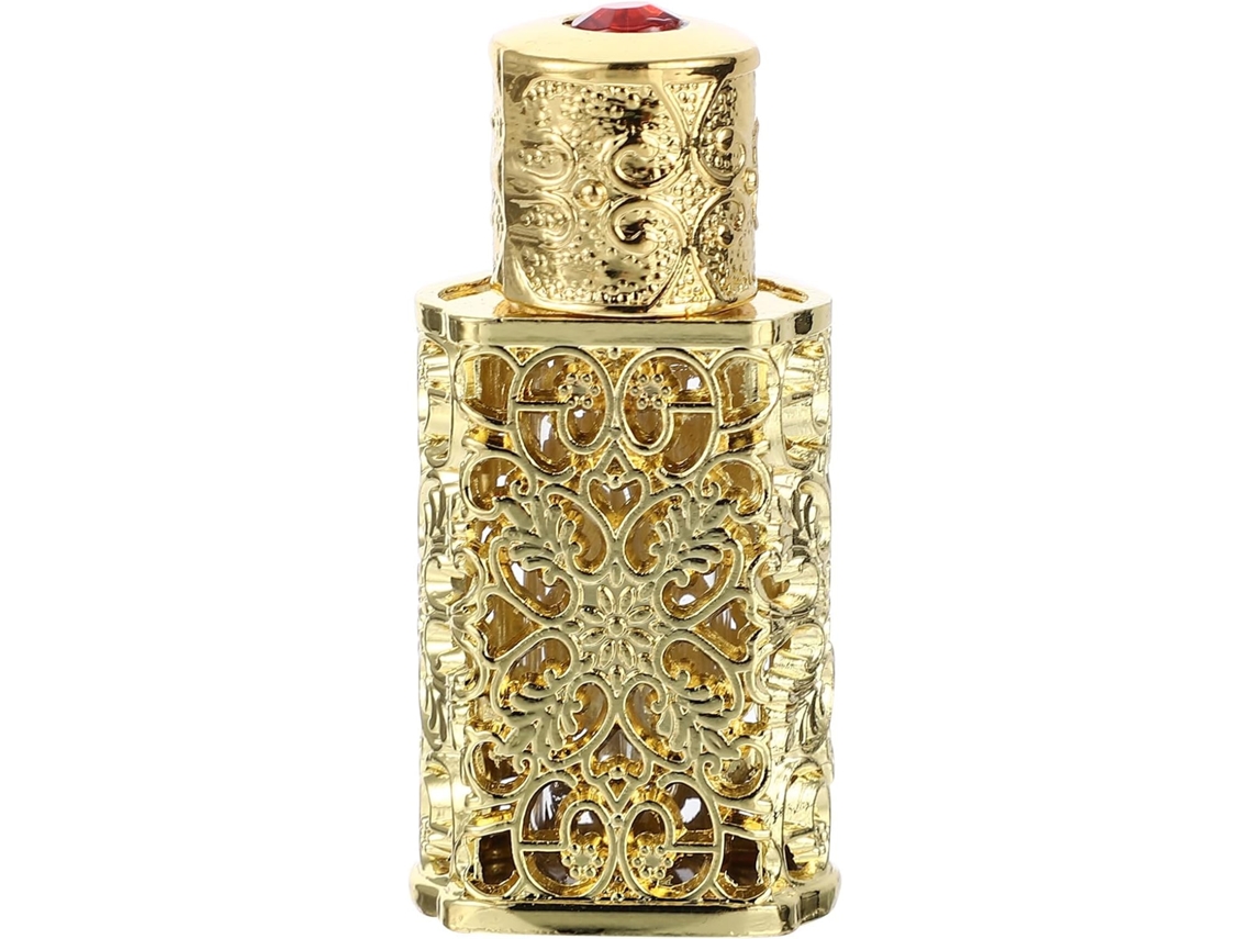 Frasco De Perfume Recarregável Em Vidro E Metal Com Flor Vazada Gravada
