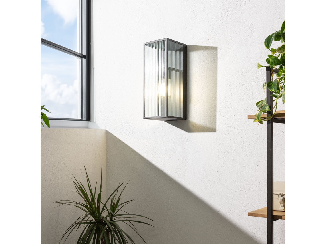 LEDKIA Aplique de Parede Exterior Metal e Vidro Big Taiga Preto