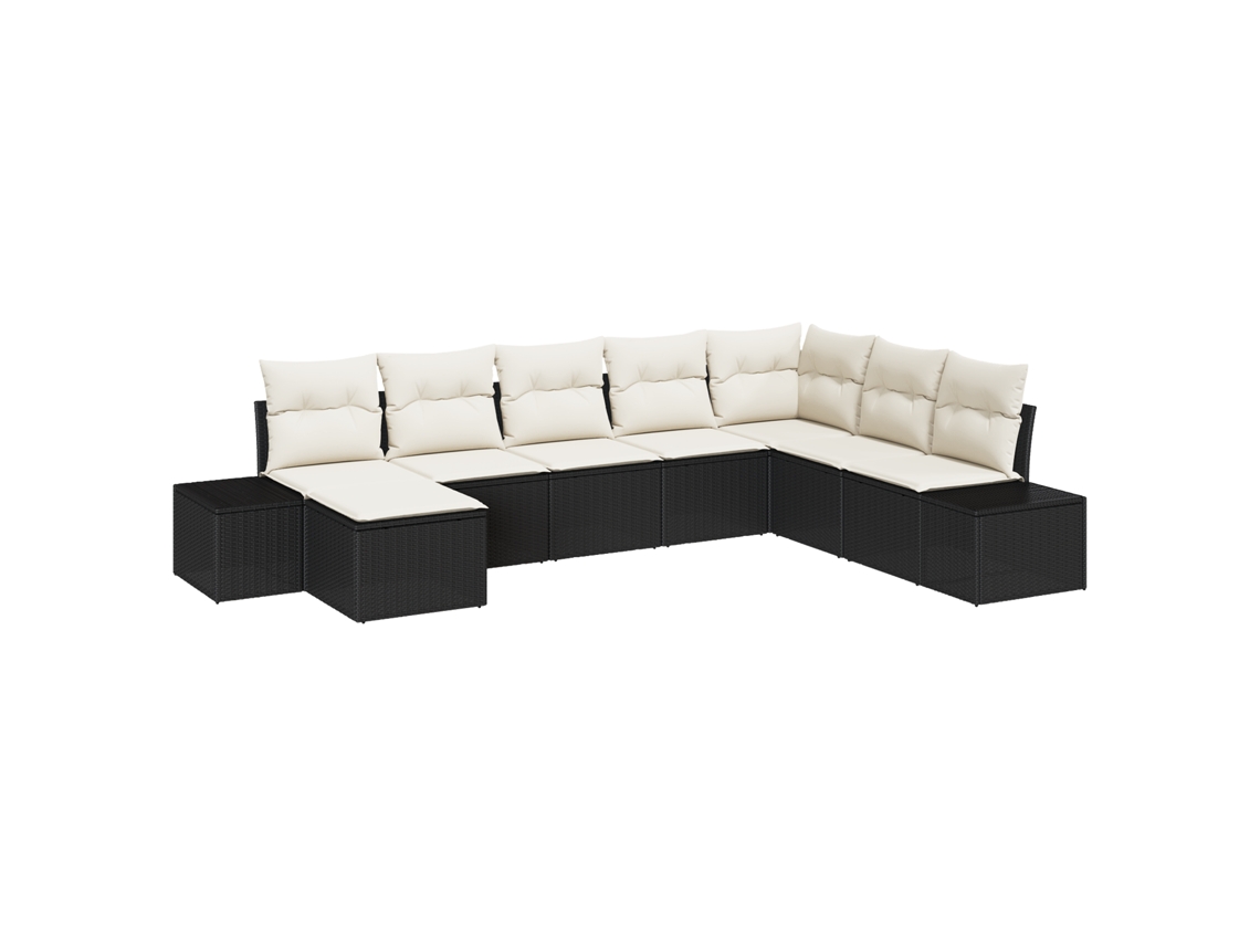 Conjunto 8 Sofá Exterior Vidaxl Preto Vime Pe (319 X 209 X 85 Cm)