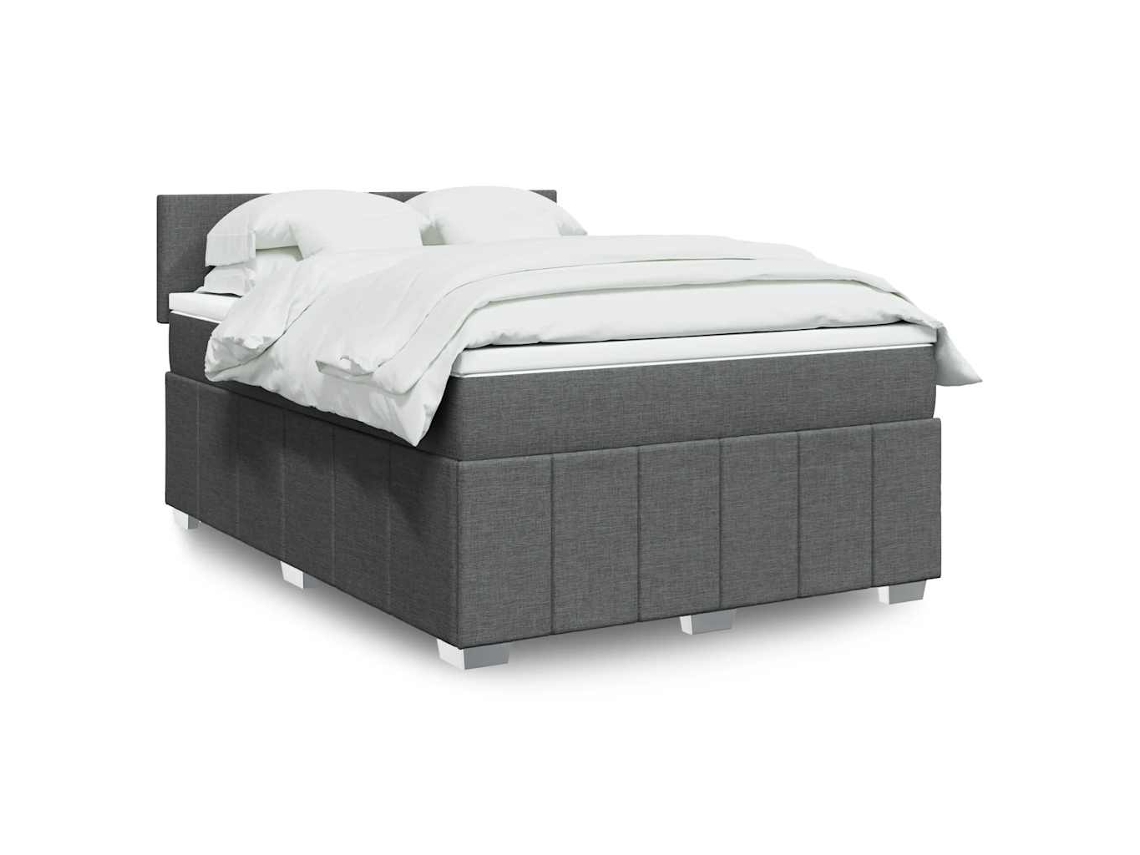 Vidaxl Cama Com Molas/colchão 140x190 Cm Tecido Cinzento-escuro