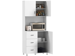Aparador Moderno Para Cozinha/sala De Jantar Com 3 Gavetas, 3 Portas E Prateleiras Ajustáveis, 80x39,5x183,5 Cm, Branco.