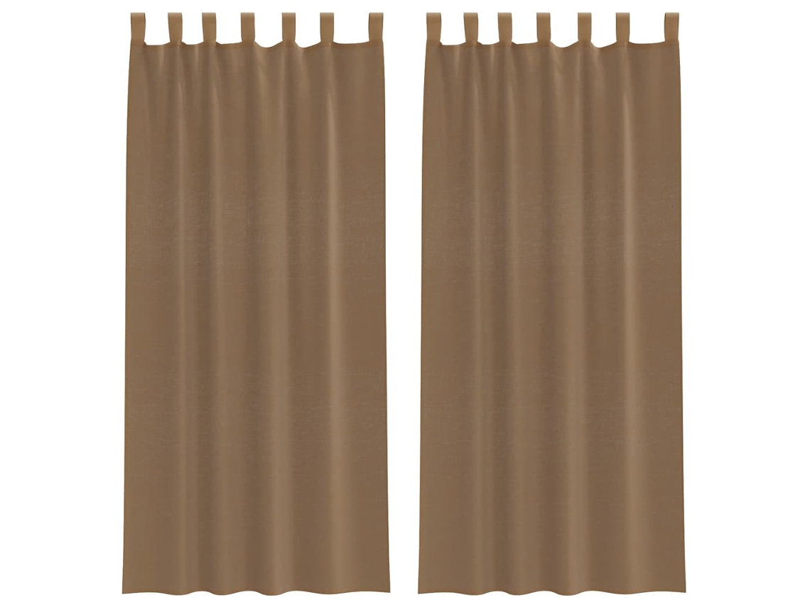 Cortinas de Voile com Laços 2 Pcs Castanho claro 140x225 Cm MAISON EXCLUSIVE