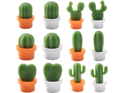 Ímãs De Geladeira Osaladi Em Formato Cacto Verde, Conjunto De 12 Peças Design Adorável E Prático Em Abs Para Decoração