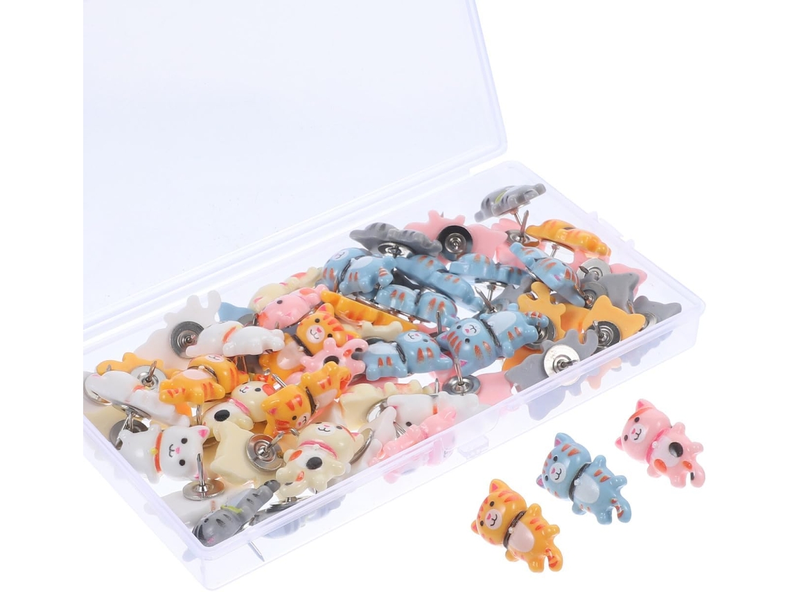 Conjunto de 60 Tachinhas Decorativas em Formato de Gato para Quadros e Mapas de Cortiça, Resistentes ao Desgaste, Decalques