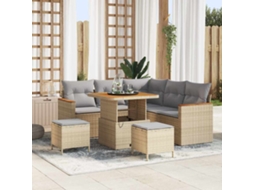 Vidaxl Conjunto De Sofá De Jardim 8 Unid. 5-número De Lugares Bege