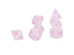 Primerox 7pcs Dados Poliédricos de Acrílico Branco e Rosa para Jogos de Rpg e Tabuleiro