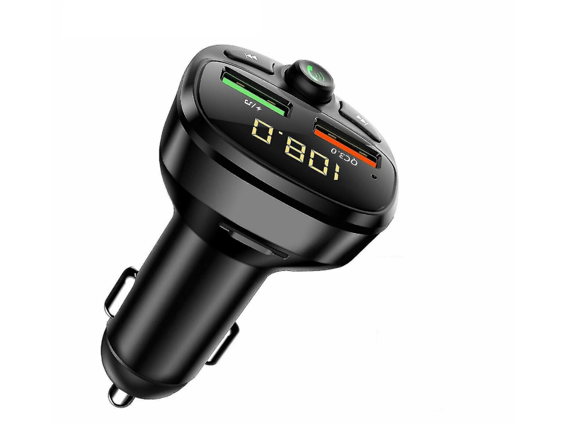 Kit para Carro Transmissor Fm Sem Fio Bluetooth 5.0 com Carga Rápida 3.0 Chamadas Viva-Voz e Voltímetro YIZHOOD Preto