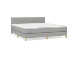 Cama com Molas/Colchão 160x200 Cm em Tecido Cinzento Claro MAISON EXCLUSIVE