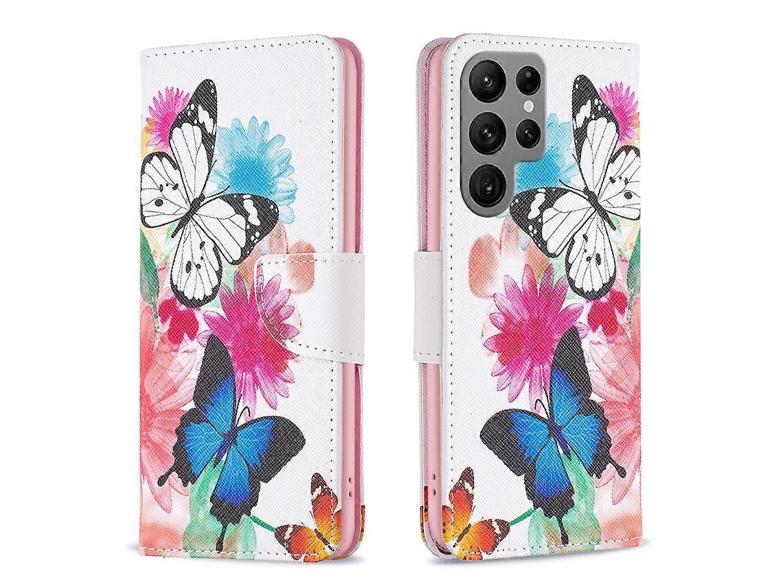 Capa De Couro Com Padrão De Desenho Para Samsung Galaxy S23 Ultra 5g