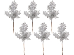 Lote de 6 fotos de lantejoulas prateadas - 23 cm - Frutos de lantejoulas artificiais - Para casamentos, férias,