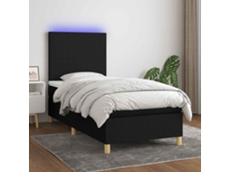 Vidaxl Cama Box Spring C/ Colchão E Led 90x200 Cm Tecido Preto
