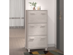 Vidaxl Sapateira Hamar 59,5x35x117 Cm Pinho Maciço Branco